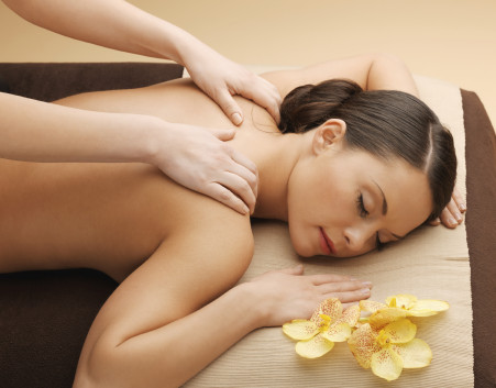 picture of calm beautiful woman in massage salon